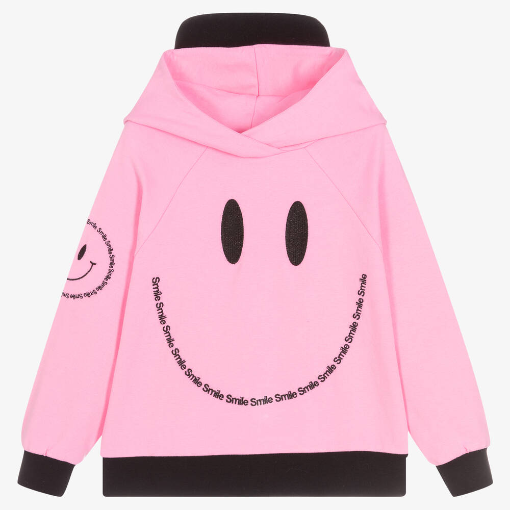 Wauw Capow - Sweat à capuche rose sourire fille | Childrensalon