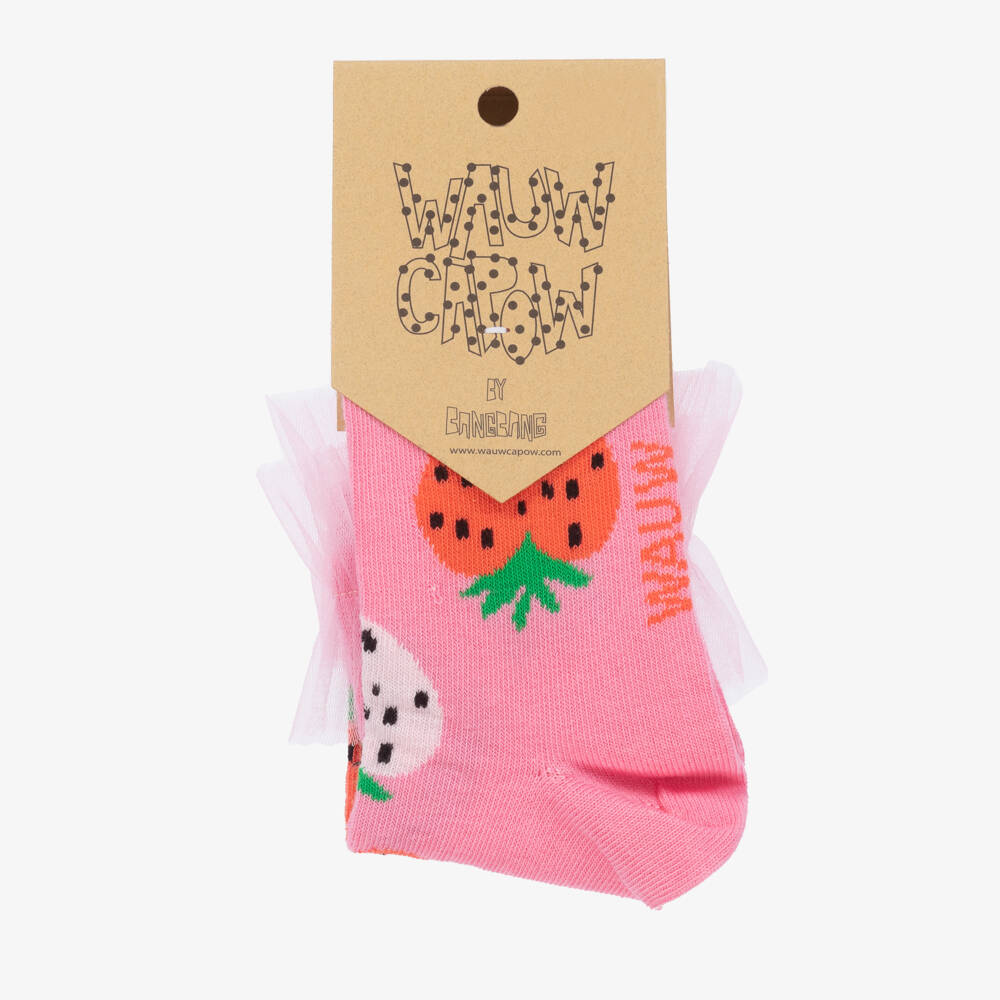 Wauw Capow-جوارب قطن عضوي محبوك لون زهري للبنات | Childrensalon Outlet