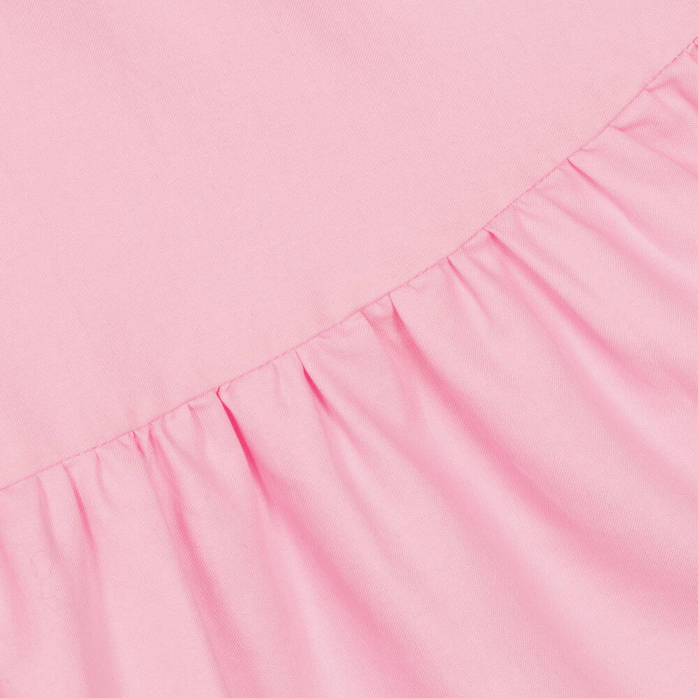 Wauw Capow-Girls Pink Tiered Cotton Butterfly Dress | Childrensalon Outlet