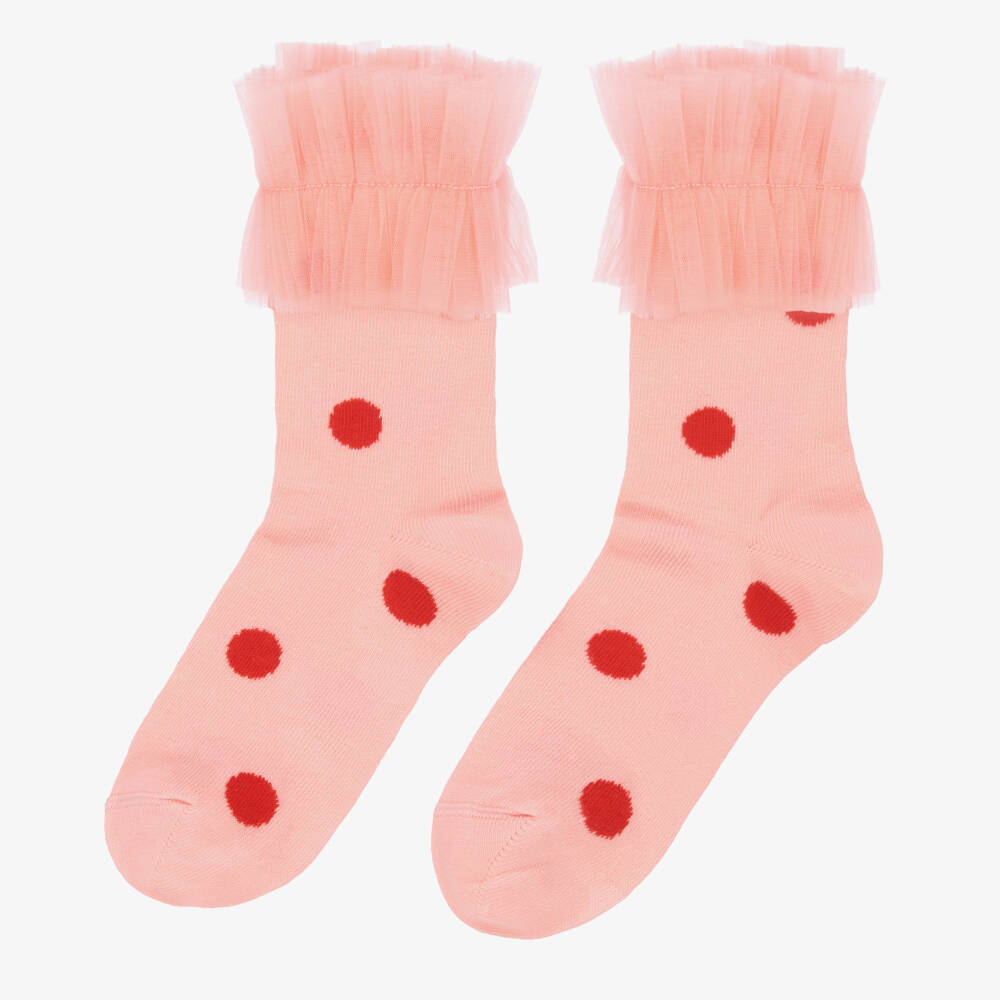 Wauw Capow-Веселые розовые носки в горошек для девочек | Childrensalon Outlet