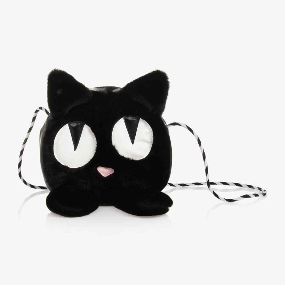 Wauw Capow-Girls Plush Black Kitty Purse | Childrensalon Outlet