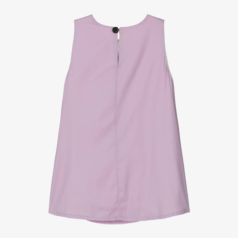 Wauw Capow-Girls Purple Cotton Cat Dress | Childrensalon Outlet