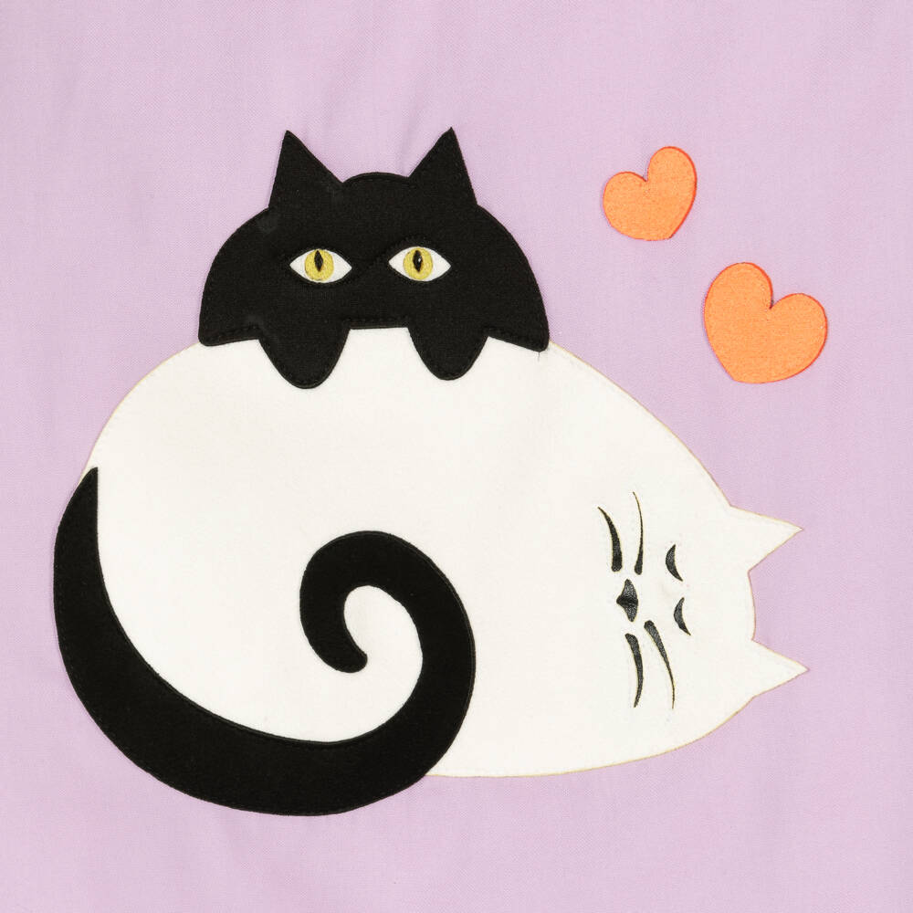 Wauw Capow-Girls Purple Cotton Cat Dress | Childrensalon Outlet