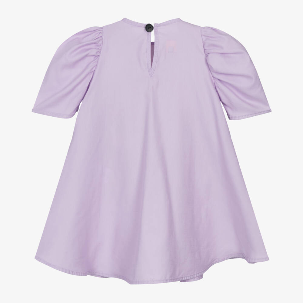 Wauw Capow-Girls Purple Cotton Dress | Childrensalon Outlet