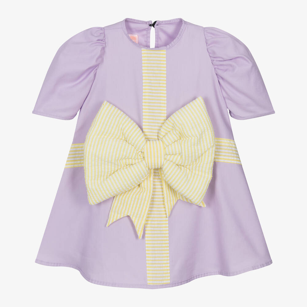 Wauw Capow-Girls Purple Cotton Dress | Childrensalon Outlet