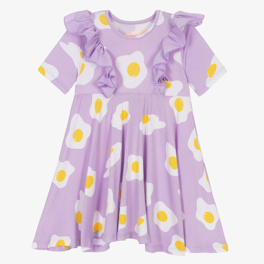 Wauw Capow - Violettes Kleid mit Eier-Print | Childrensalon