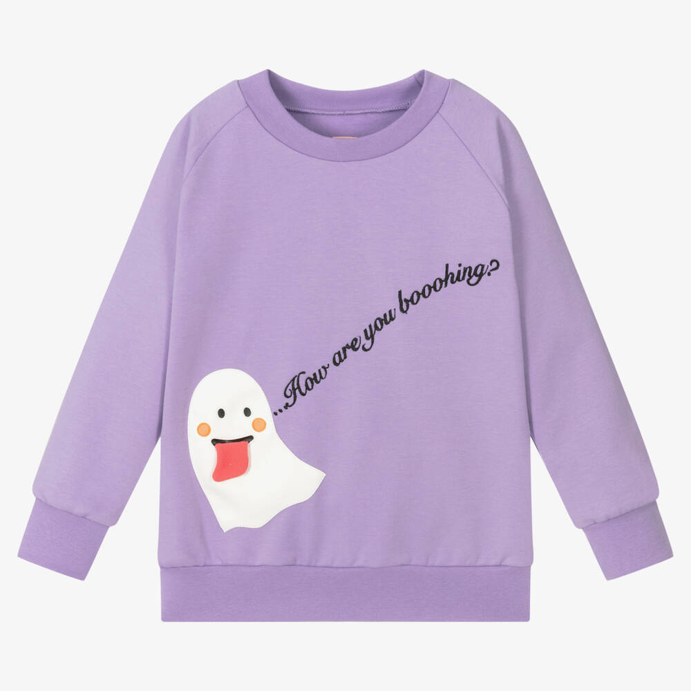 Wauw Capow-Girls Purple Ghost Sweatshirt | Childrensalon Outlet