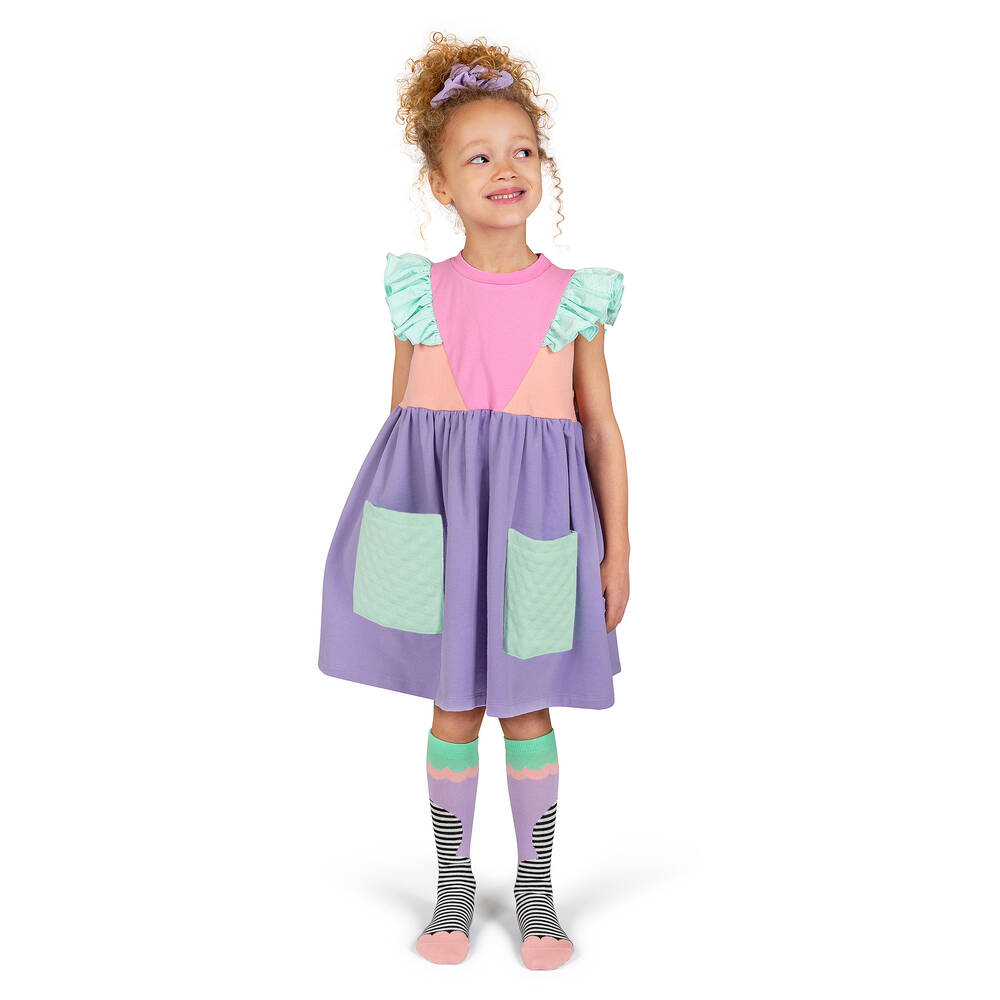 Wauw Capow-Фиолетово-розовое платье для девочек | Childrensalon Outlet