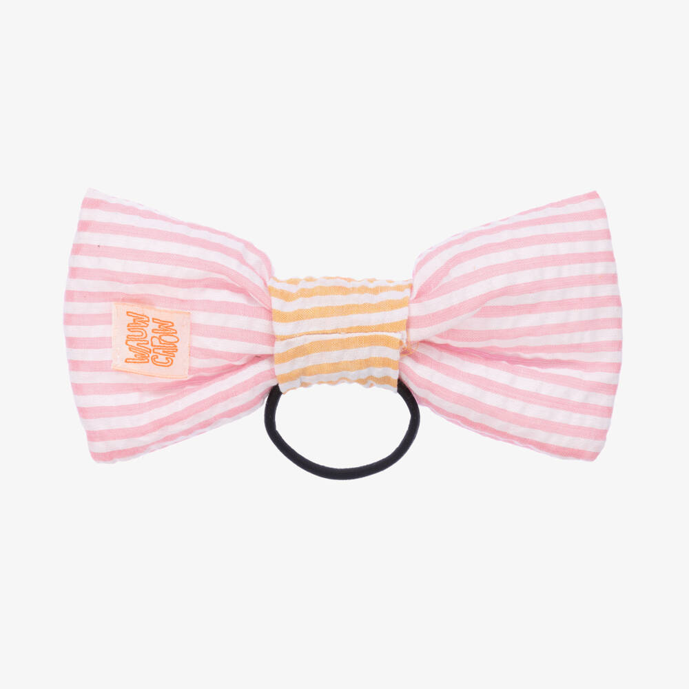 Wauw Capow-Girls Seersucker Pink Bow Elastic | Childrensalon Outlet