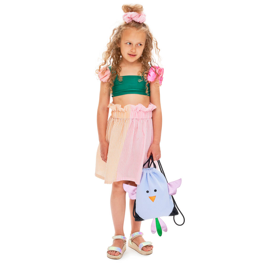 Wauw Capow-Girls Teal Ruffle-Trimmed Bikini | Childrensalon Outlet