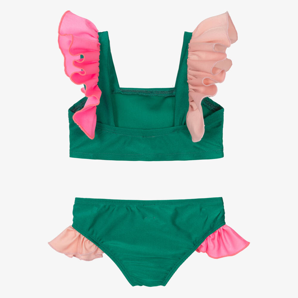 Wauw Capow-Girls Teal Ruffle-Trimmed Bikini | Childrensalon Outlet