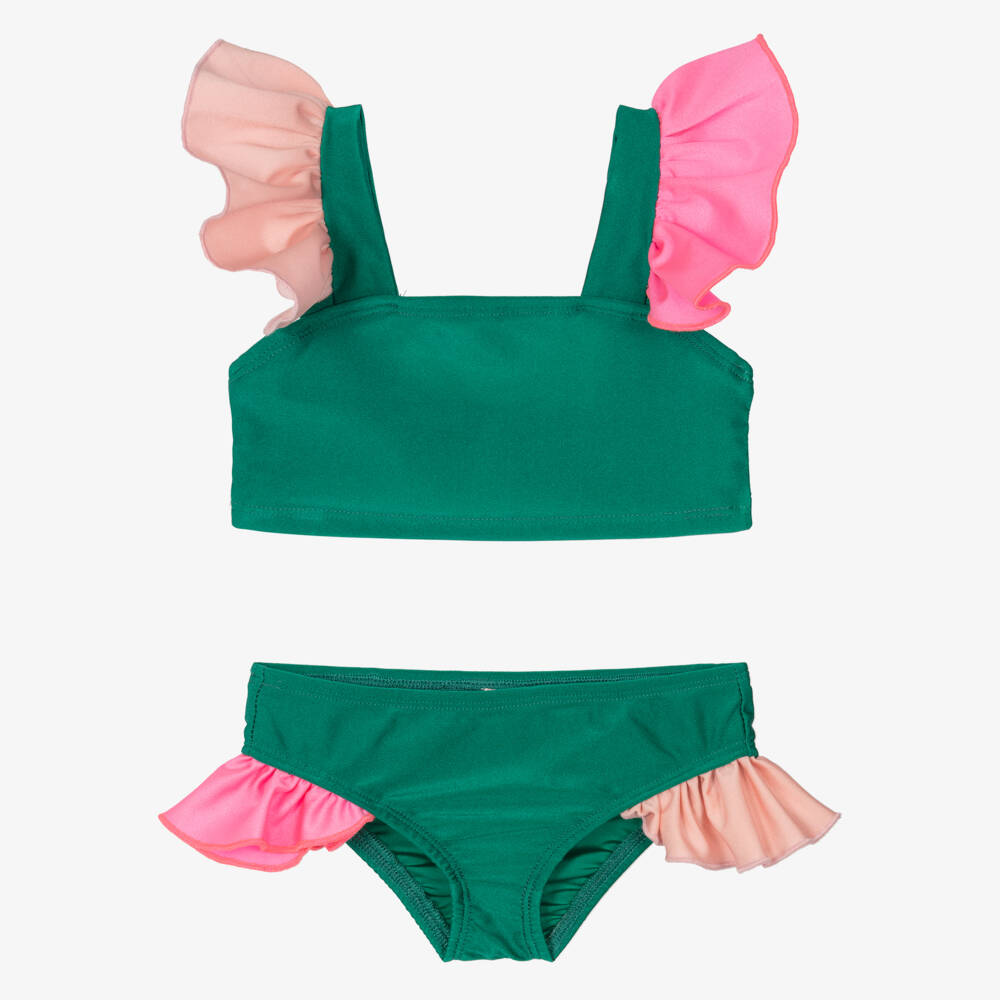 Wauw Capow-Girls Teal Ruffle-Trimmed Bikini | Childrensalon Outlet