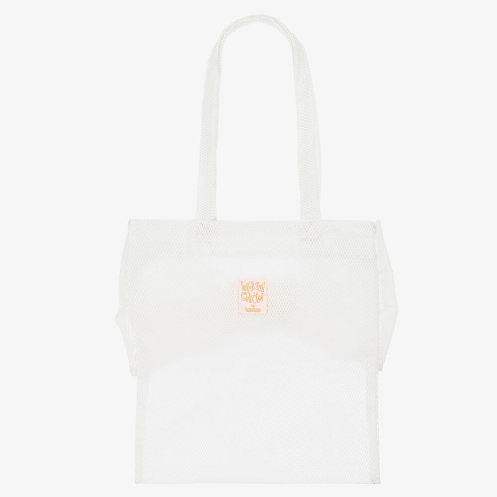 Wauw Capow-حقيبة أوفر سايز شبك لون أبيض للبنات (39 سم) | Childrensalon Outlet