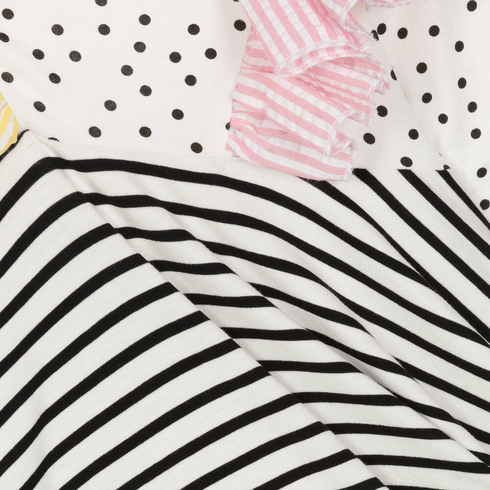 Wauw Capow-Girls White Polka Dots & Stripes Dress | Childrensalon Outlet