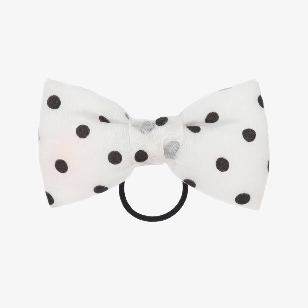 Wauw Capow-Girls White Spotty Bow Elastic | Childrensalon Outlet