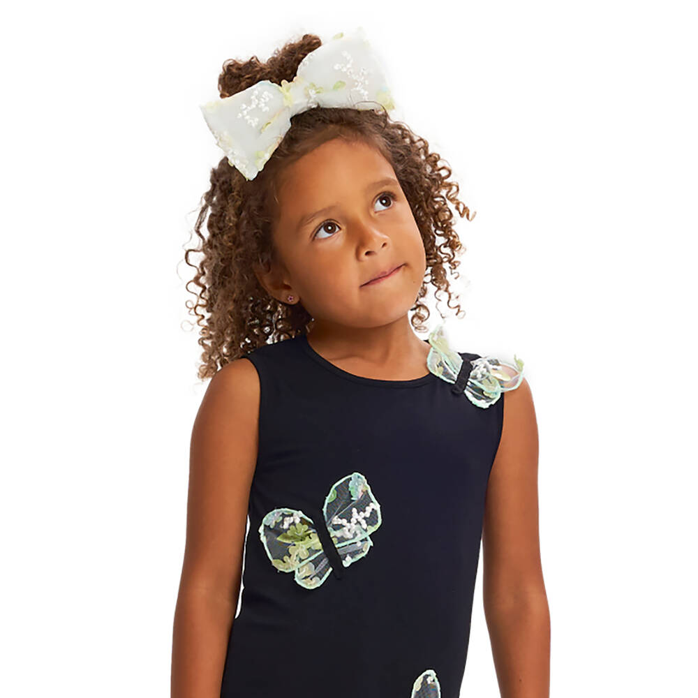 Wauw Capow-Girls White Tulle Bow Hair Elastic (18cm) | Childrensalon Outlet