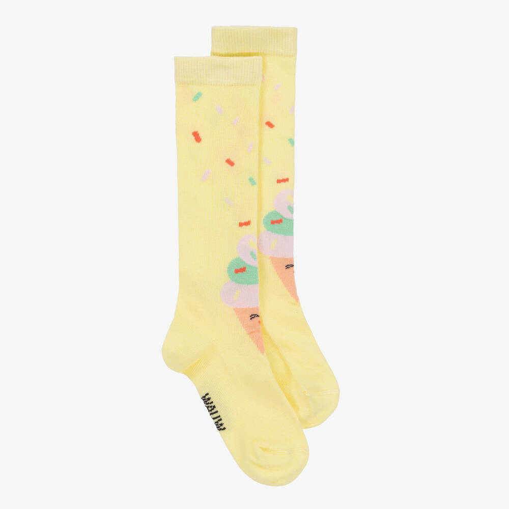 Wauw Capow-Girls Yellow Organic Cotton Ice Cream Socks | Childrensalon Outlet