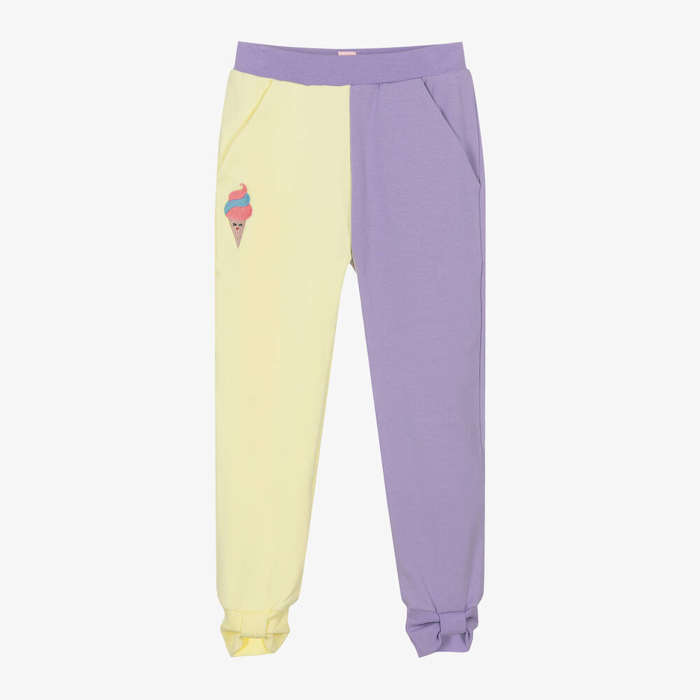 Wauw Capow-Girls Yellow & Purple Cotton Joggers | Childrensalon Outlet