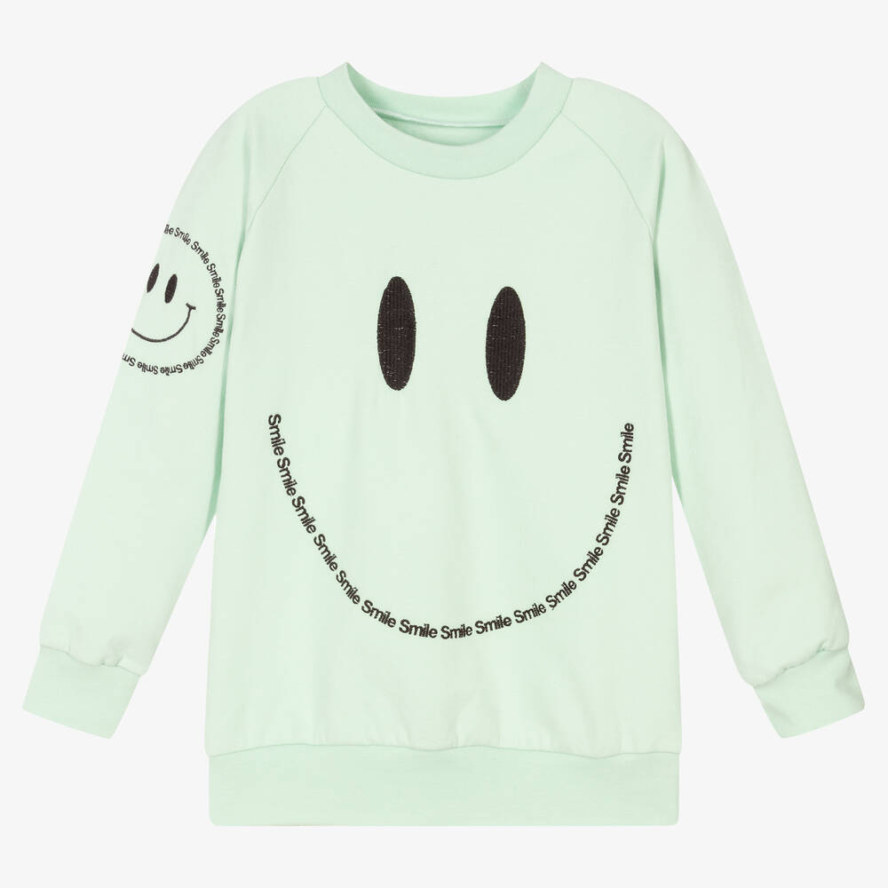 Wauw Capow - Sweat vert sourire | Childrensalon