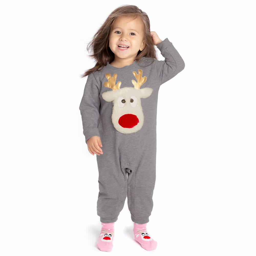 Wauw Capow-Серый новогодний ромпер из хлопка | Childrensalon Outlet