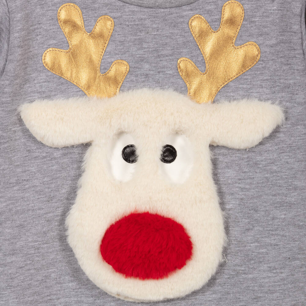 Wauw Capow-Серый новогодний ромпер из хлопка | Childrensalon Outlet