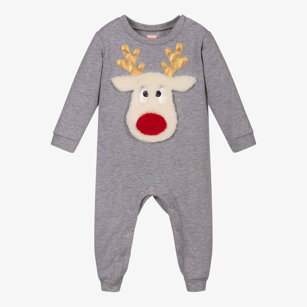 Wauw Capow - Grey Cotton Festive Romper | Childrensalon