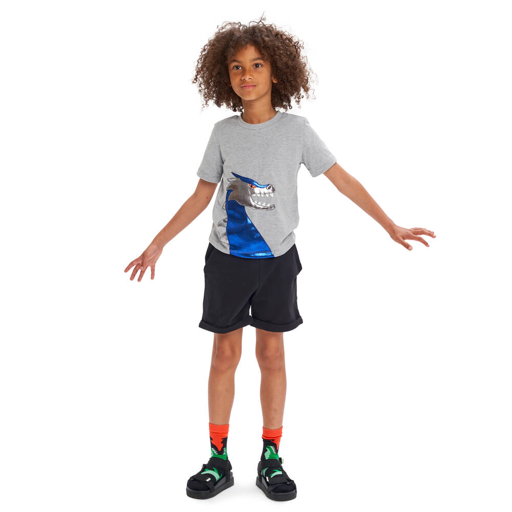 Wauw Capow-تيشيرت قطن عضوي جيرسي لون رمادي مونس | Childrensalon Outlet