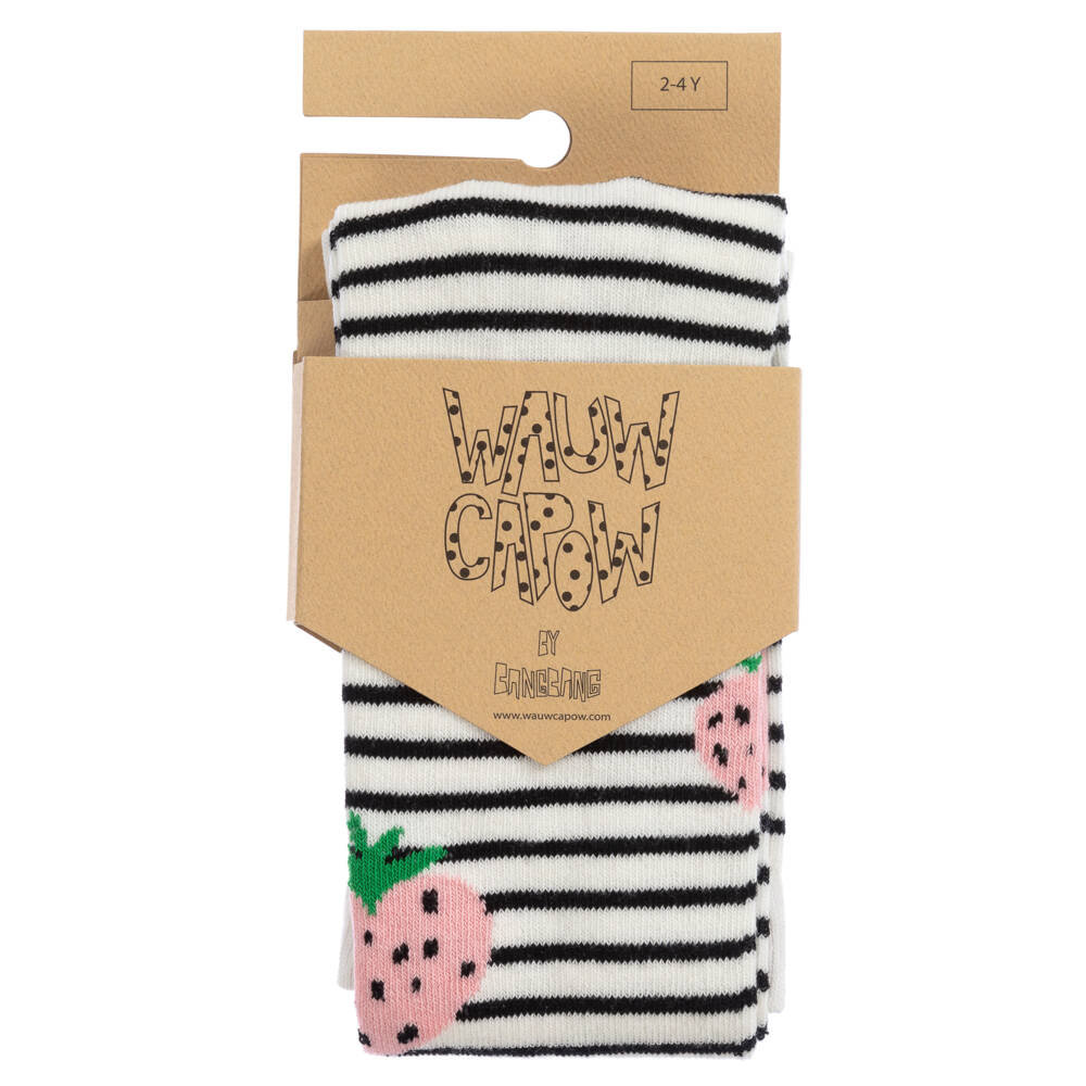 Wauw Capow-Ivory & Black Striped Leggings | Childrensalon Outlet