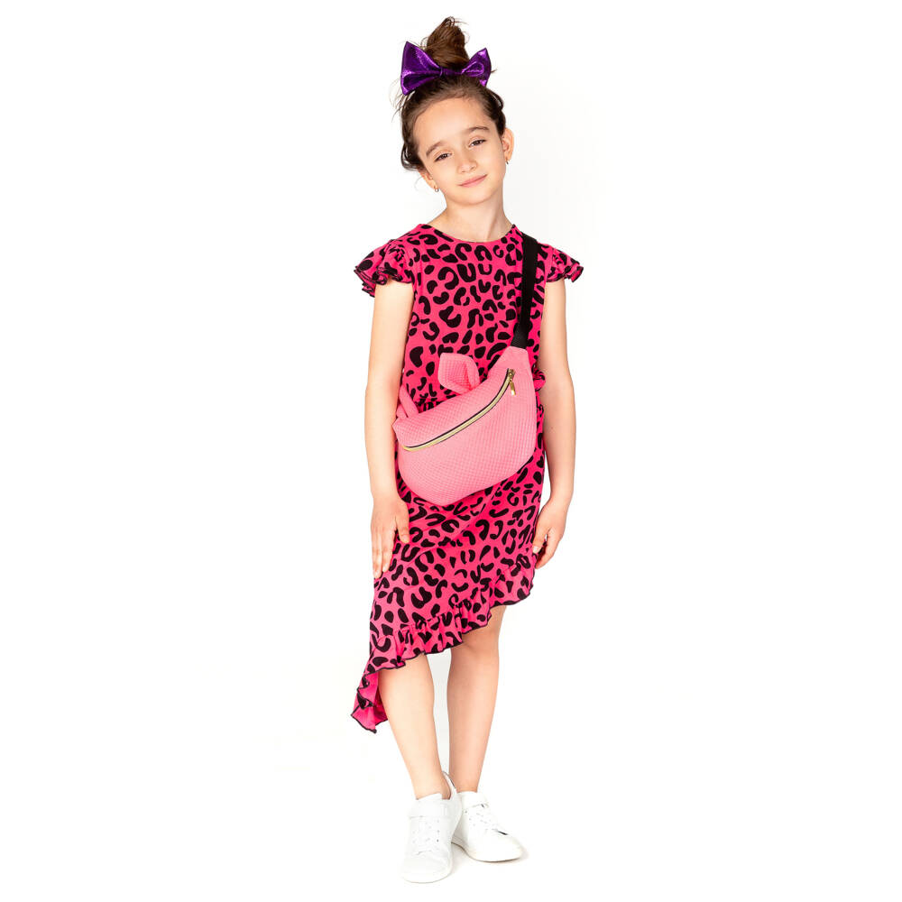 Wauw Capow-Pink Leopard Viscose Dress | Childrensalon Outlet