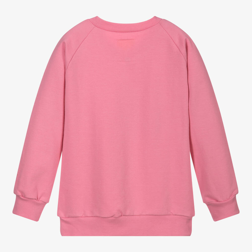 Wauw Capow-سويتشيرت قطن عضوي جيرسي لون زهري باهت للبنات | Childrensalon Outlet