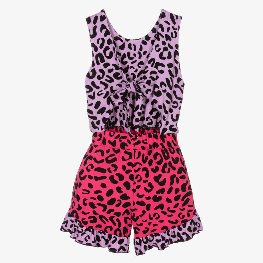 Wauw Capow-Фиолетово-розовый комбинезон с леопардовым принтом | Childrensalon Outlet