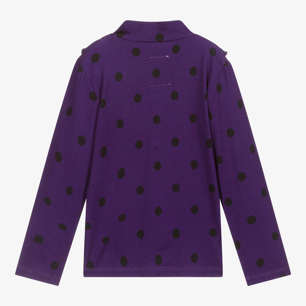 Wauw Capow-توب بياقة عالية فيسكوز جيرسي لون أرجواني داكن للبنات | Childrensalon Outlet