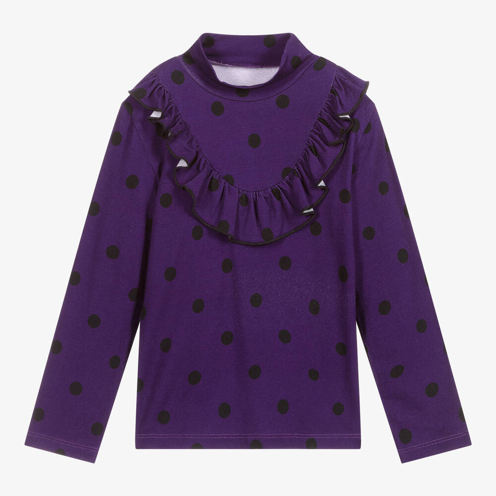 Wauw Capow - Purple Spotted Turtleneck Top | Childrensalon