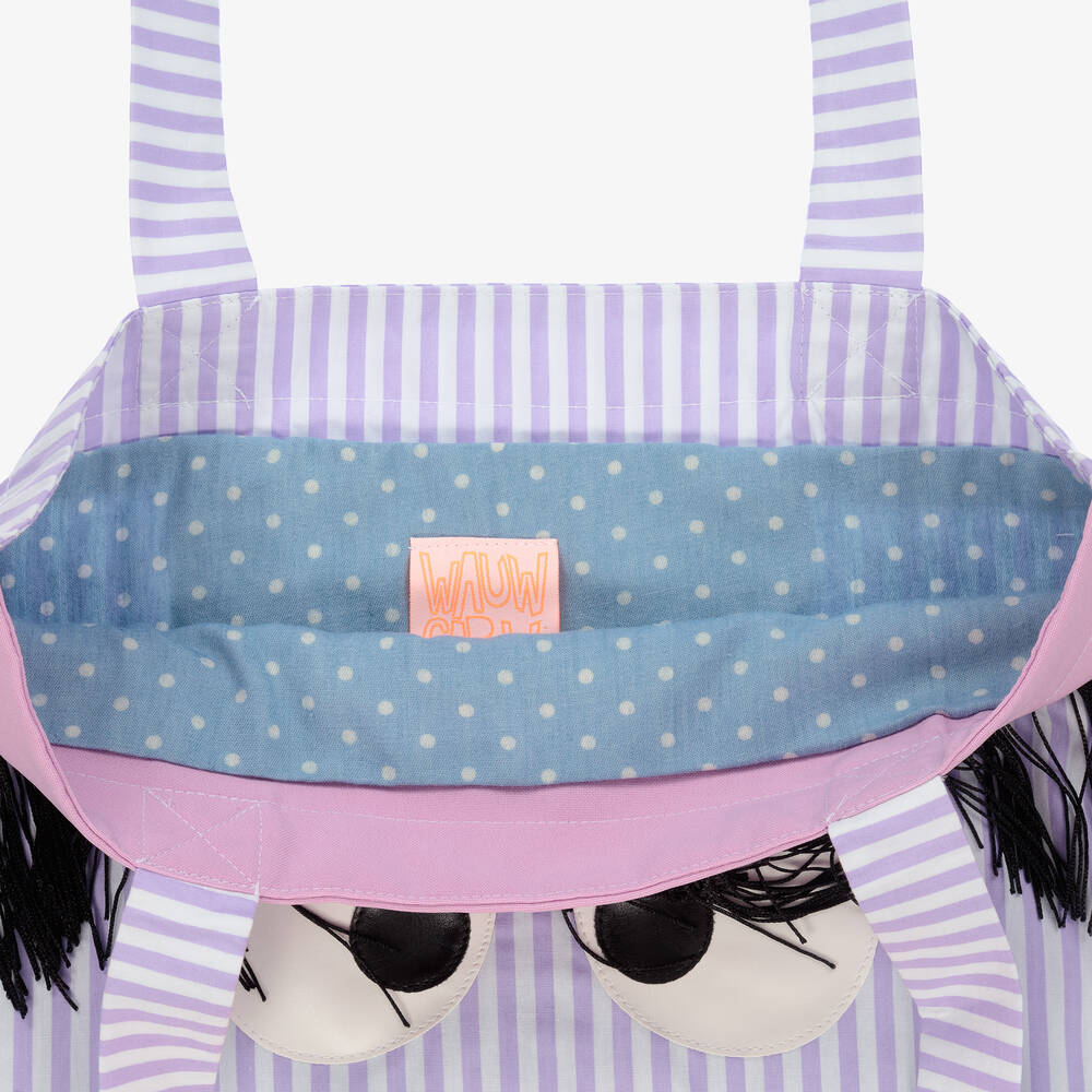 Wauw Capow-Purple Stripe Tote Bag (39cm) | Childrensalon Outlet