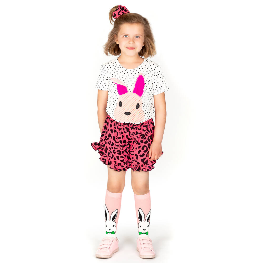 Wauw Capow-Бело-розовая футболка из вискозы | Childrensalon Outlet