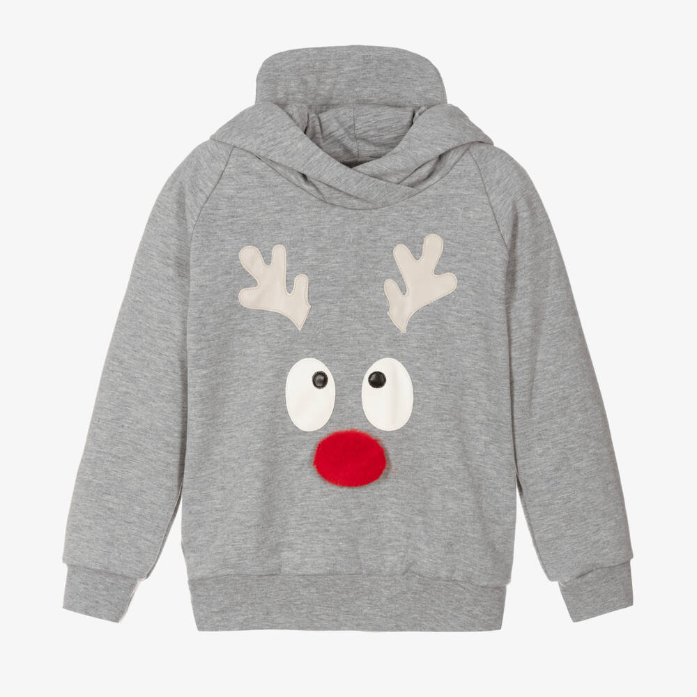Wauw Capow-Young Gentleman's Grey Reindeer Sweatshirt | Childrensalon Outlet