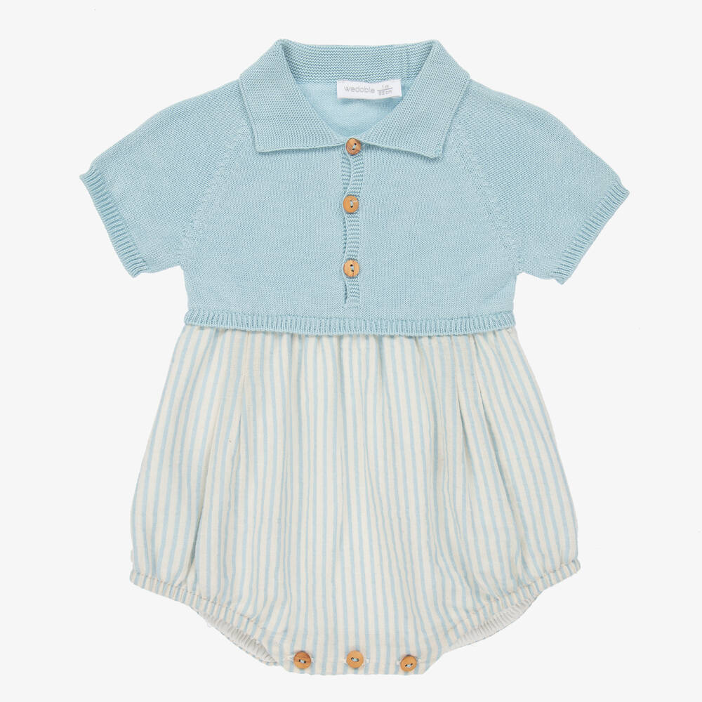 Wedoble-Baby Boys Blue Cotton Shortie | Childrensalon Outlet