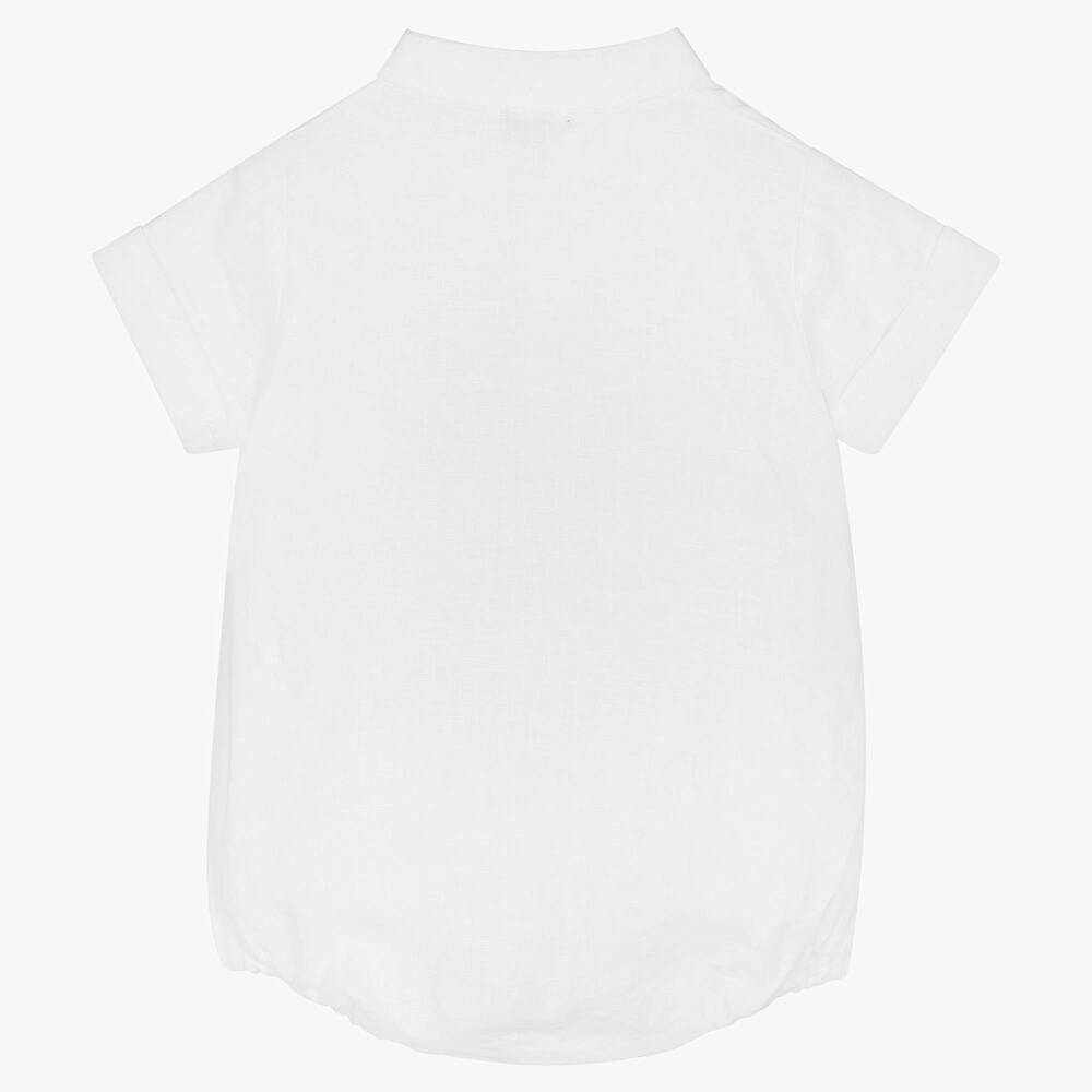 Wedoble-Baby Boys White Linen Bodysuit | Childrensalon Outlet