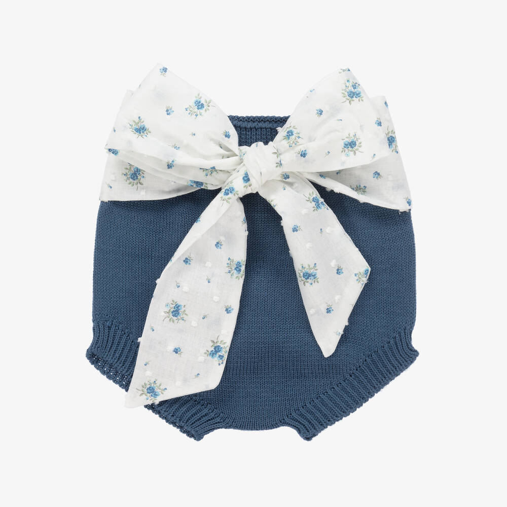 Wedoble - Baby Girls Blue Cotton Knit Shorts | Childrensalon