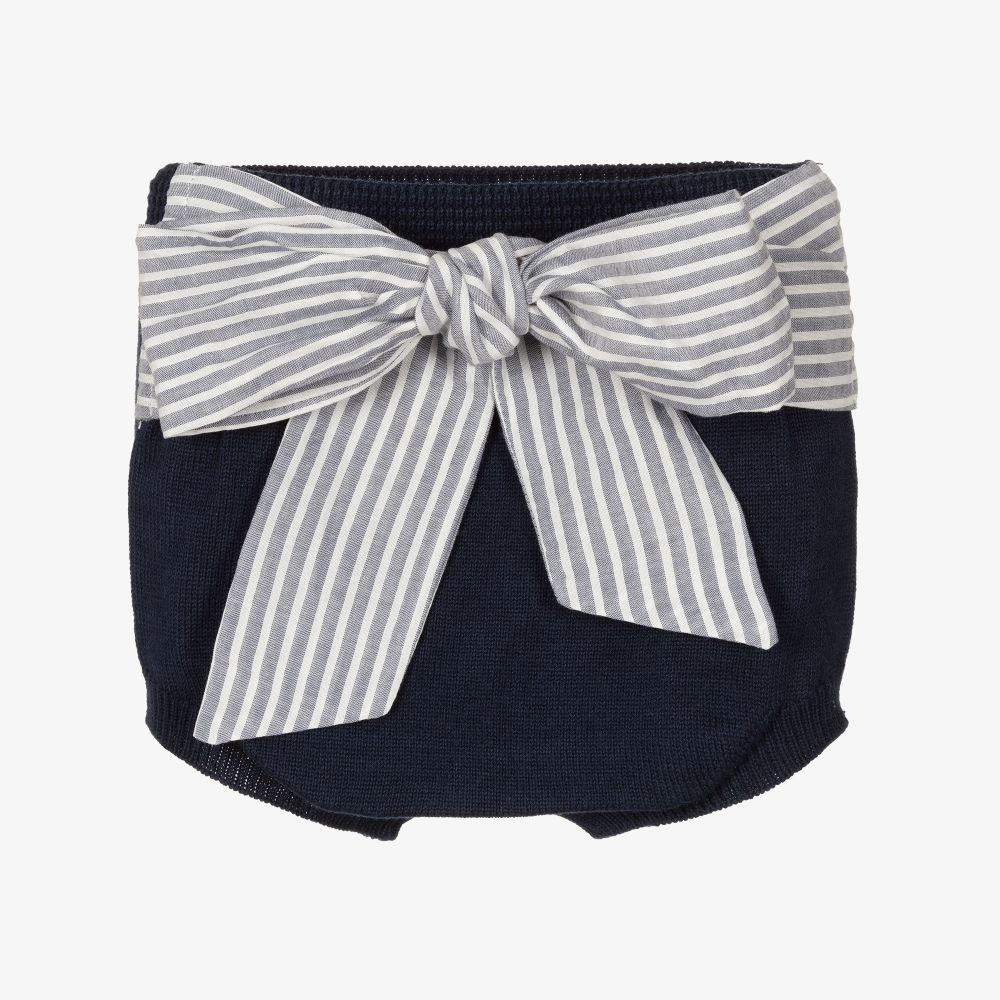 Wedoble-Baby Girls Blue Knitted Shorts | Childrensalon Outlet