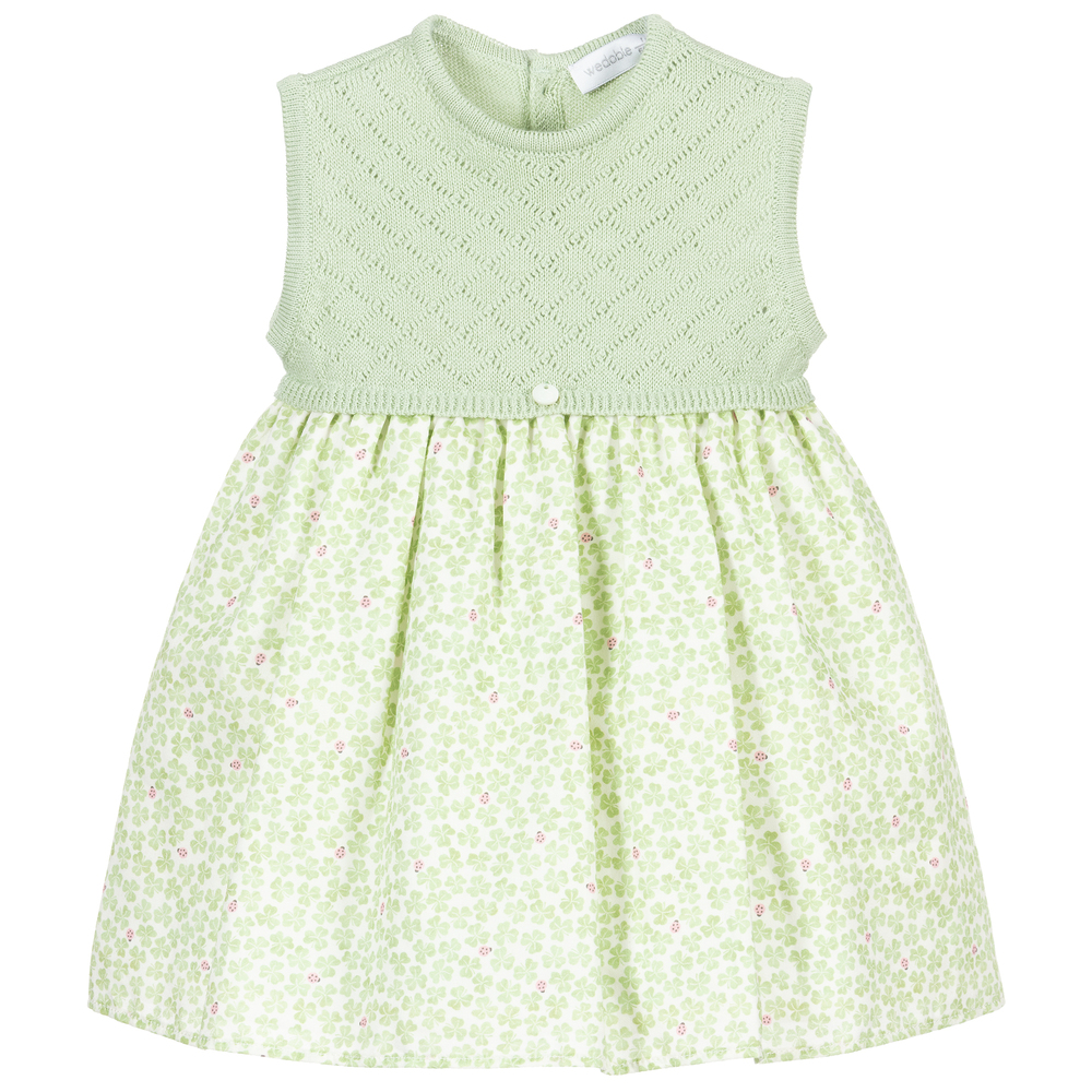 Wedoble - Baby Girls Green Cotton Dress  | Childrensalon