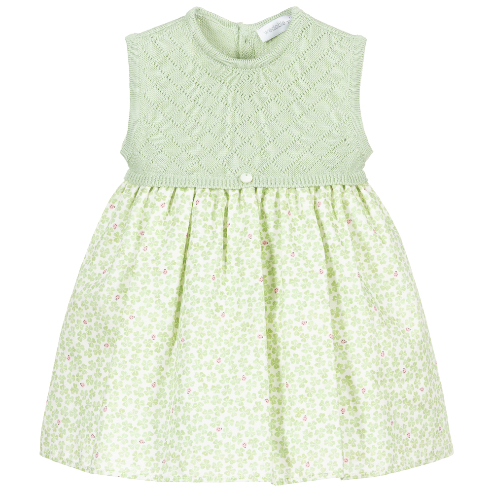 Wedoble - Robe verte en coton Bébé fille  | Childrensalon