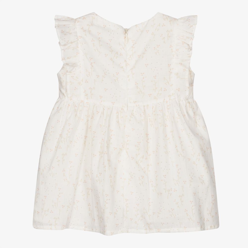 Wedoble-Baby Girls Ivory Cotton Dress | Childrensalon Outlet