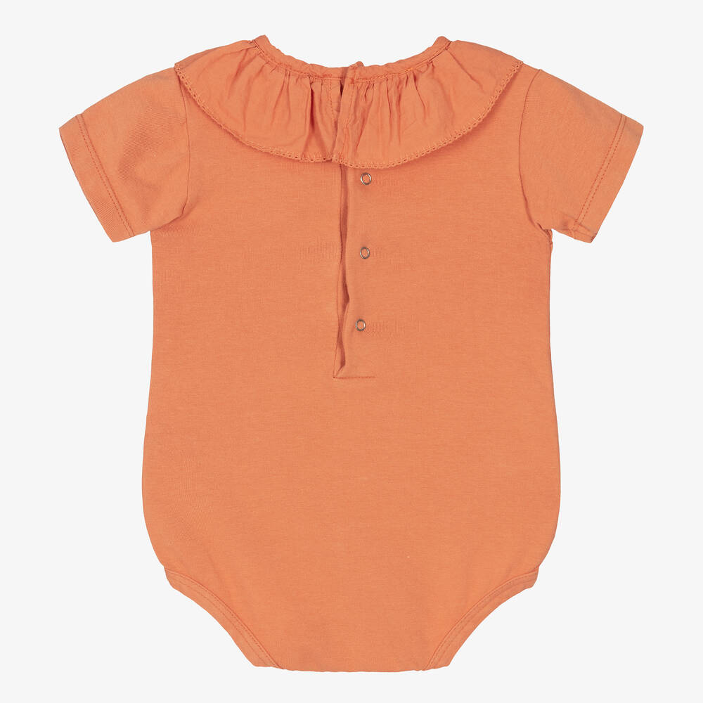 Wedoble-Baby Girls Orange Cotton Bodysuit | Childrensalon Outlet