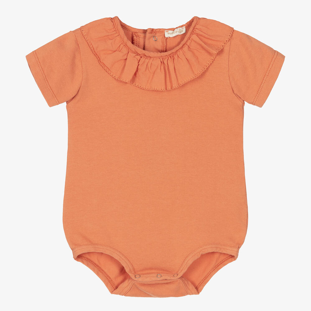 Wedoble - Baby Girls Orange Cotton Bodysuit | Childrensalon