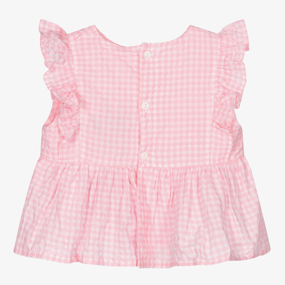 Wedoble-Baby Girls Pink Cotton Blouse | Childrensalon Outlet
