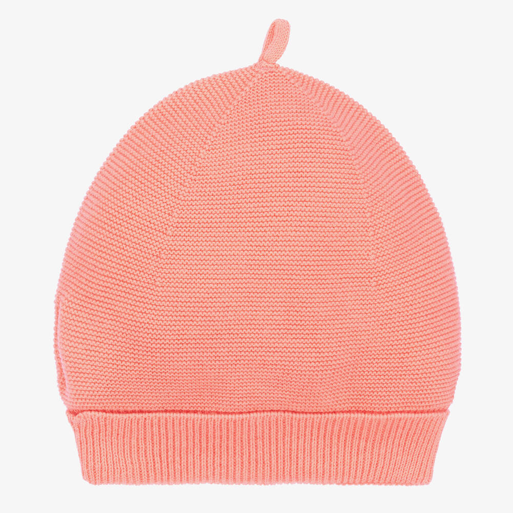 Wedoble-Baby Girls Pink Cotton Knit Hat | Childrensalon Outlet