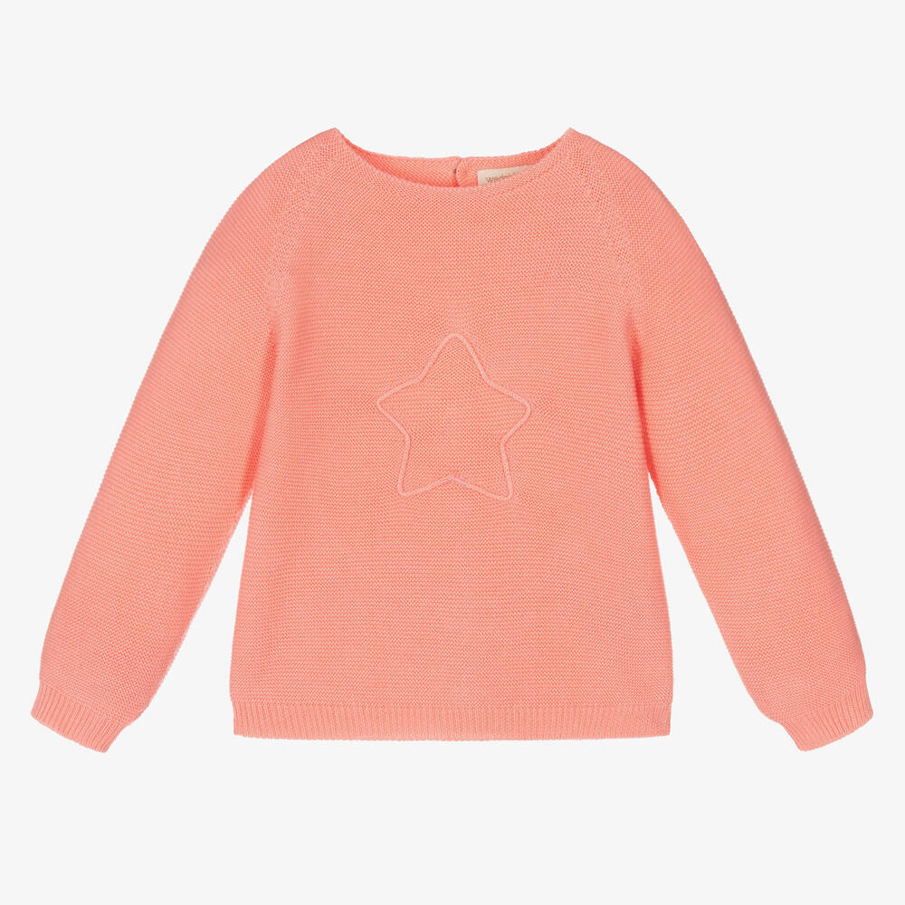 Wedoble - Baby Girls Pink Cotton Knit Jumper | Childrensalon