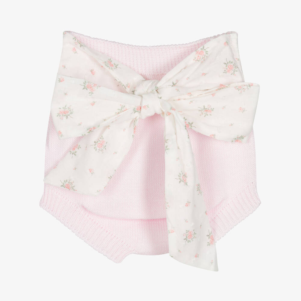 Wedoble-Baby Girls Pink Cotton Knit Shorts | Childrensalon Outlet