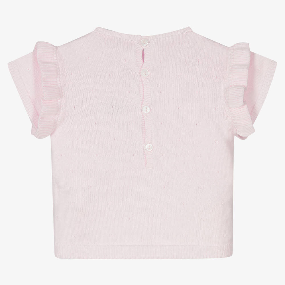 Wedoble-Baby Girls Pink Cotton Sweater | Childrensalon Outlet